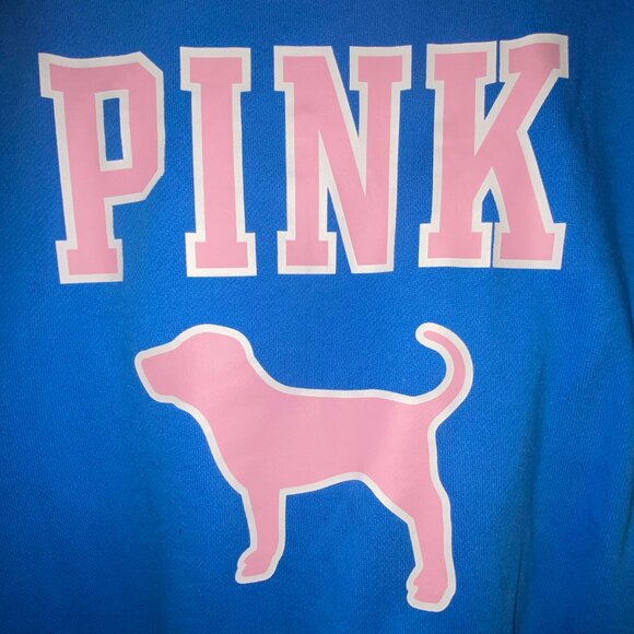 PINK Victoria's Secret Ivy Fleece Campus Full-Zip Hoodie Blue Charge big dog MIP - Picture 1 of 6